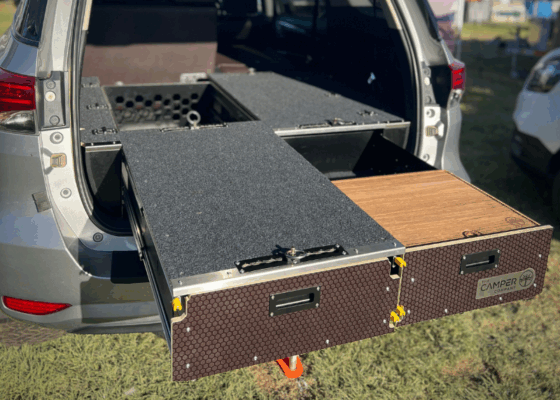 Heavy-duty fridge slider and utility drawer in Fortuner drawer system