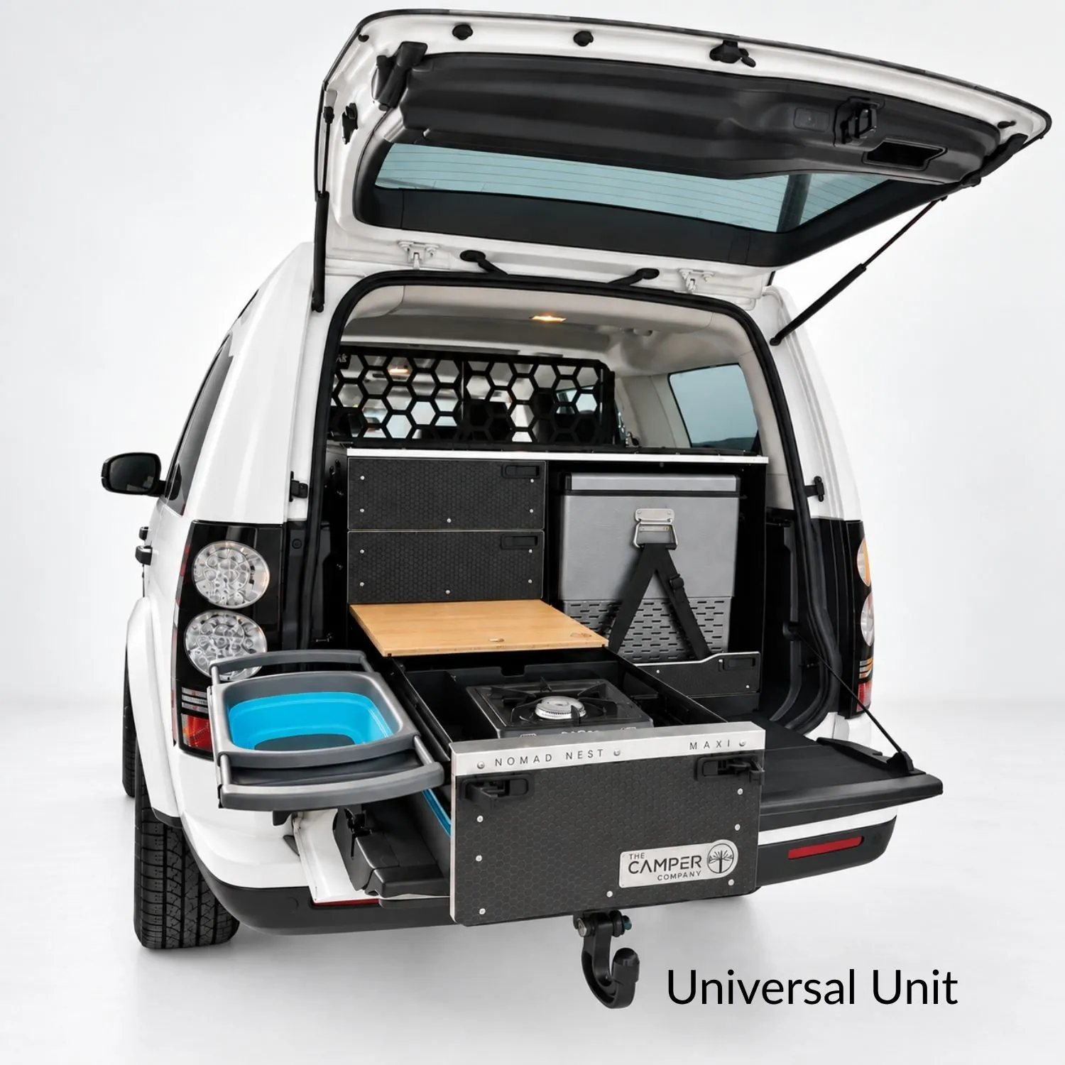Nomad Nest MAXI drawer system, front view, installed.